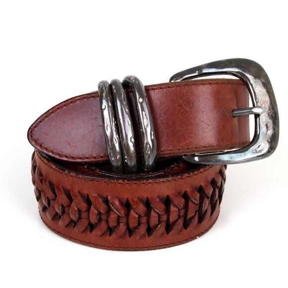 Eddie Bauer BROWN GENUINE LEATHER 1 5/8"Wd DRESS CASUAL WOMEN'S BELT Sz L (R67 - Picture 5 of 12